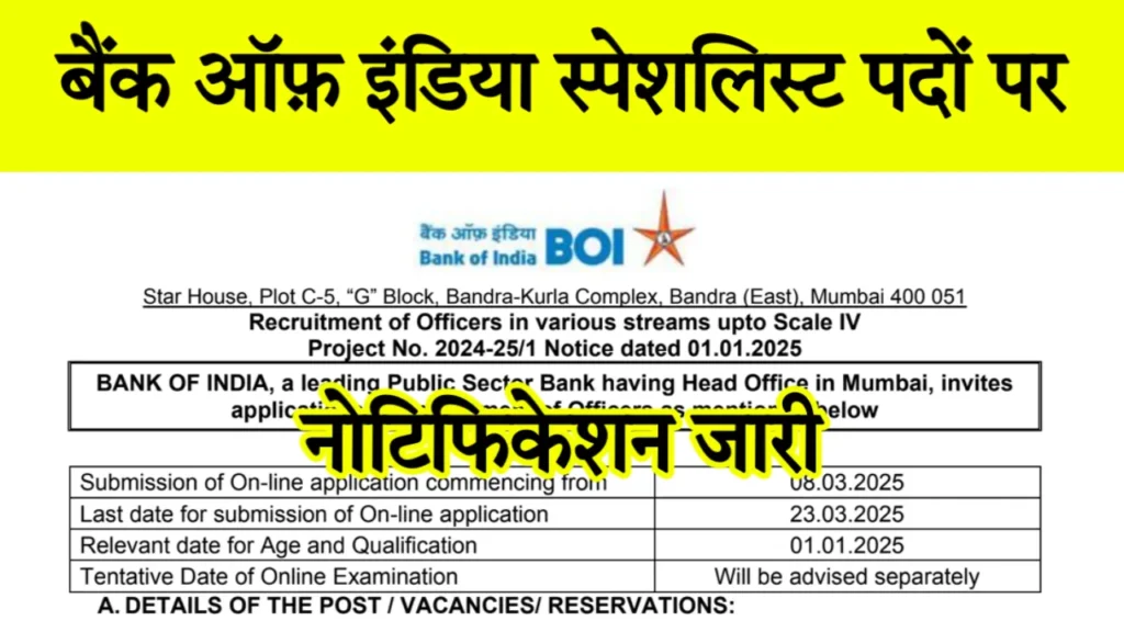 Bank Of India SO Recruitment