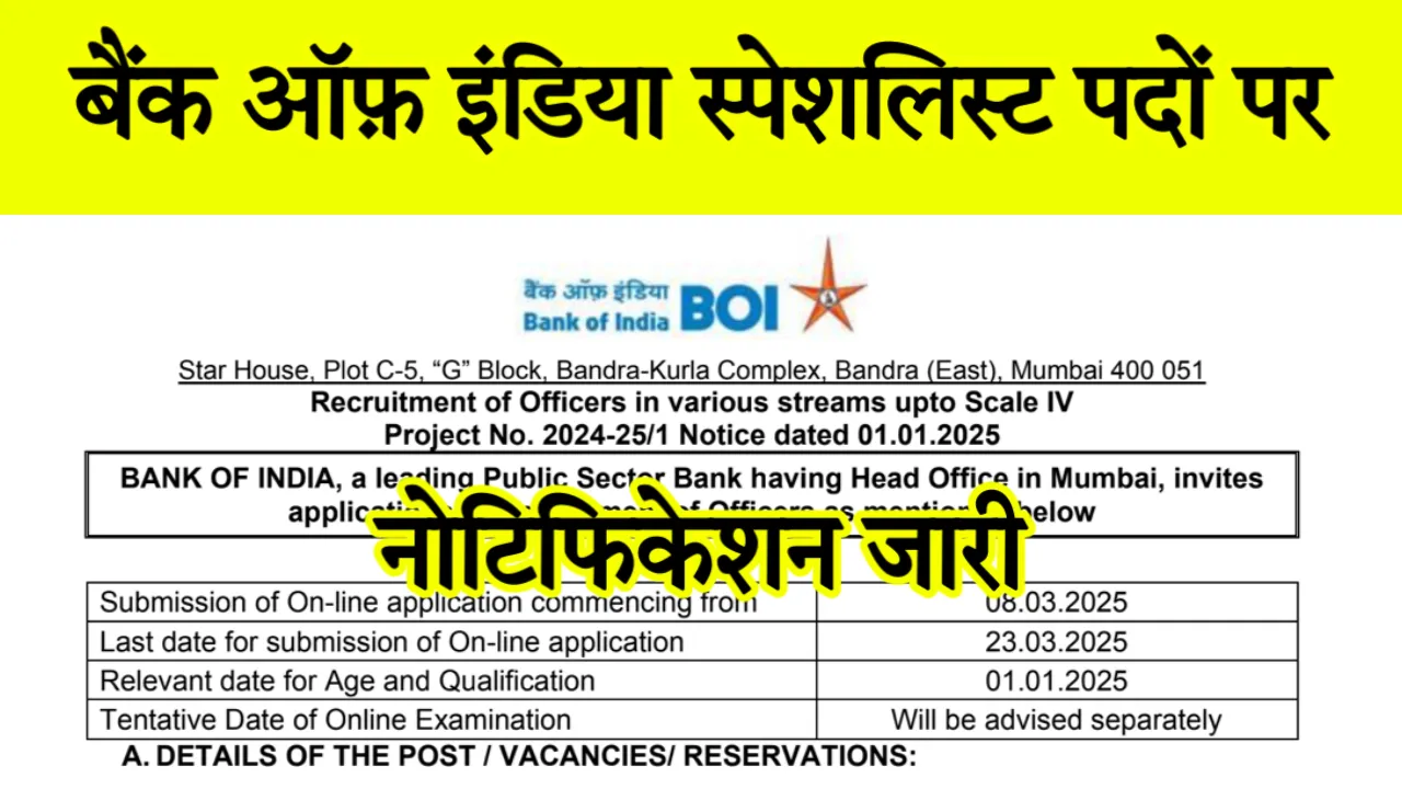 Bank Of India SO Recruitment