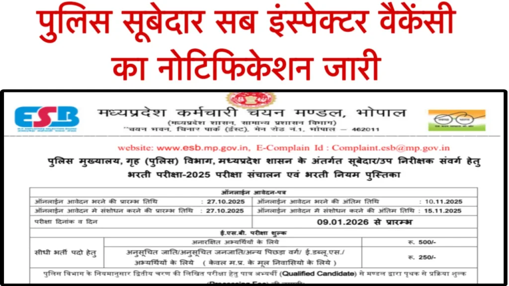 MP Police SI Recruitment 2025